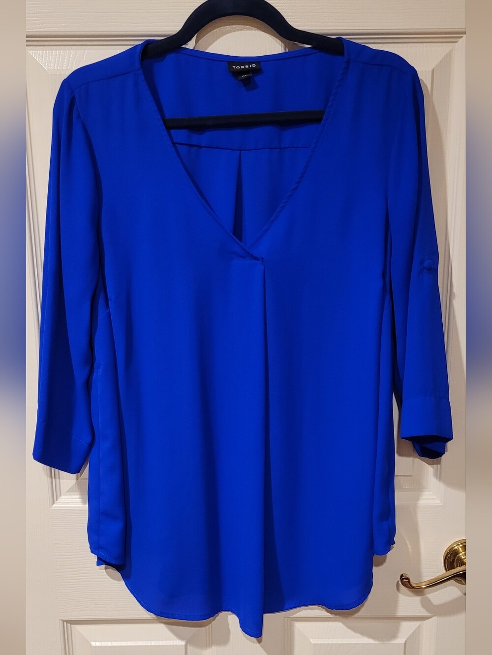 torrid V-Neck 3/4 Sleeve Tunic in Cobalt Blue